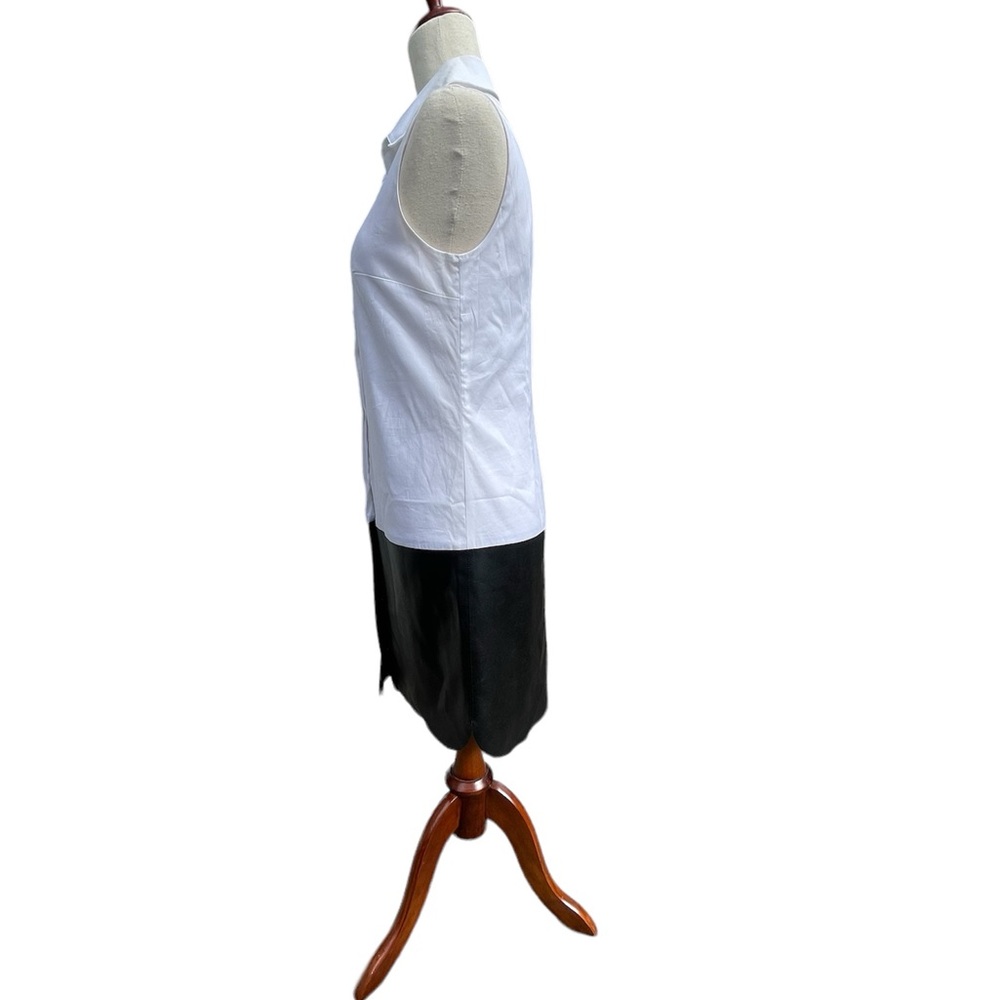 Bailey 44 Shirt Dress Black White sleeveless button up with faux leather Small - Picture 9 of 16